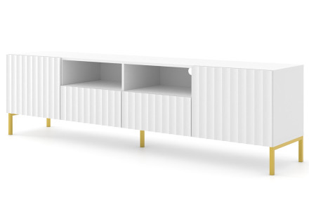 Meuble TV pieds dorés 2 tiroirs 200 cm Lara