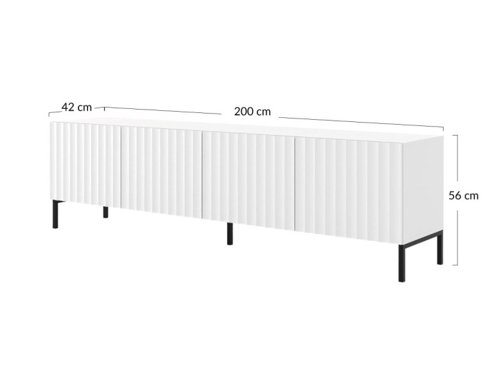 Meuble TV pieds noirs 200 cm Lara