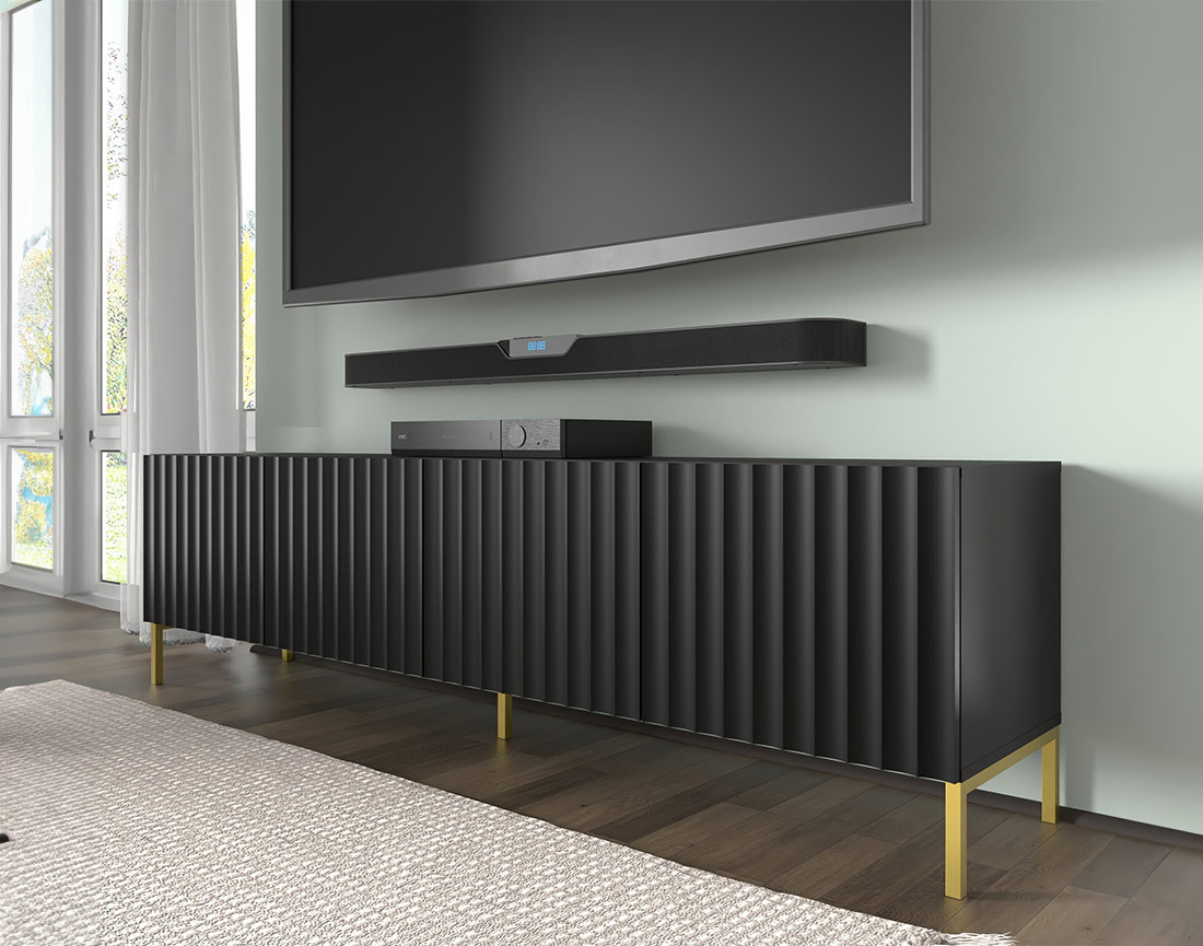 Meuble TV pieds dorés 200 cm Lara