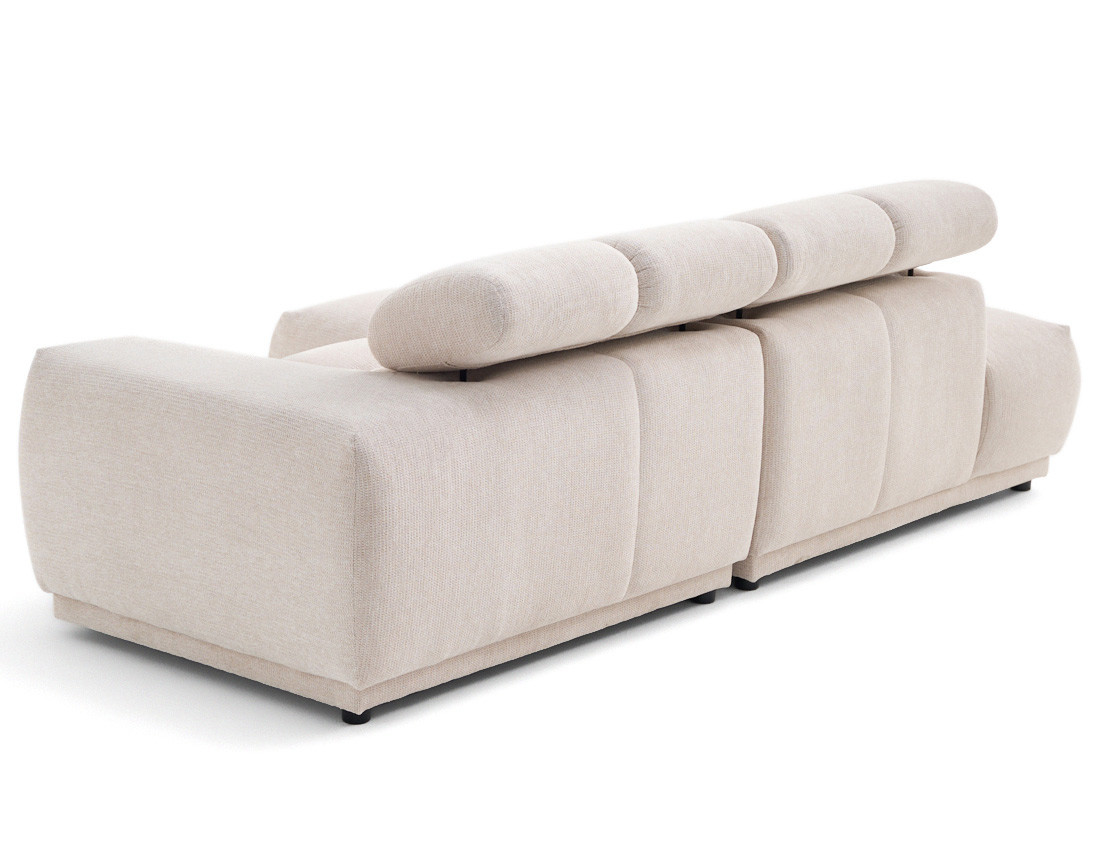 Canapé d'angle gauche 4 places avec têtières réglables en tissu texturé Matera