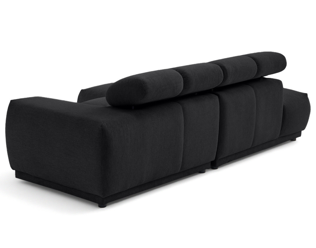 Canapé d'angle gauche 3 places avec têtières réglables en tissu texturé Matera