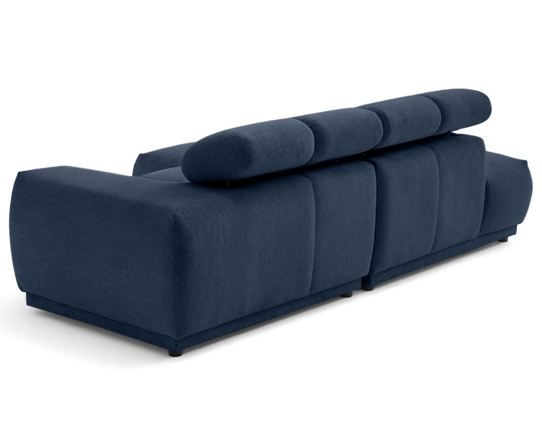 Canapé d'angle gauche 4 places avec têtières réglables en tissu texturé Matera