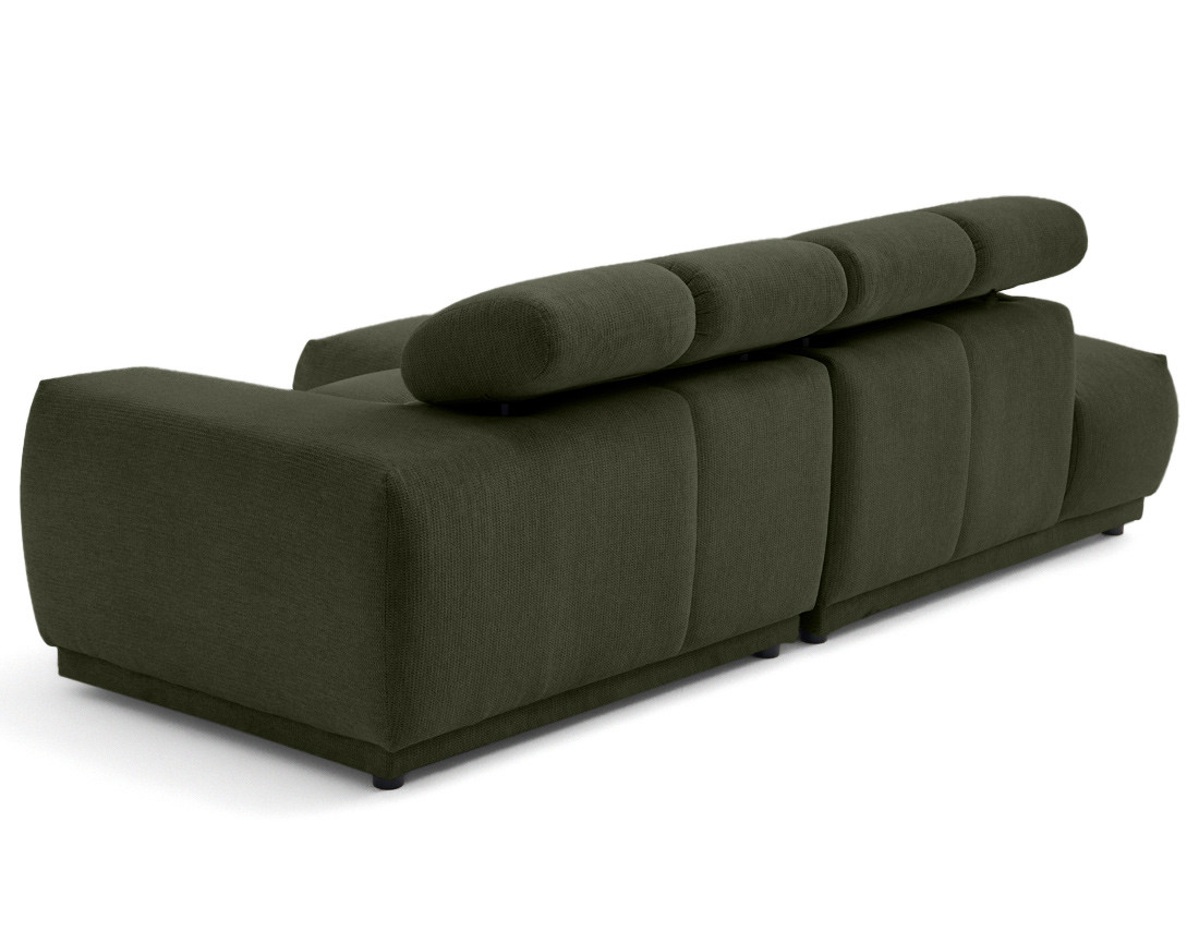 Canapé d'angle gauche 4 places avec têtières réglables en tissu texturé Matera