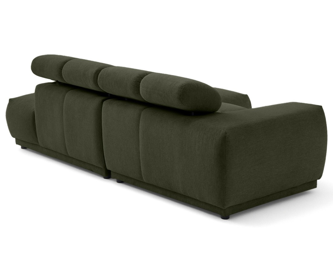 Canapé d'angle droit 4 places avec têtières réglables en tissu texturé Matera