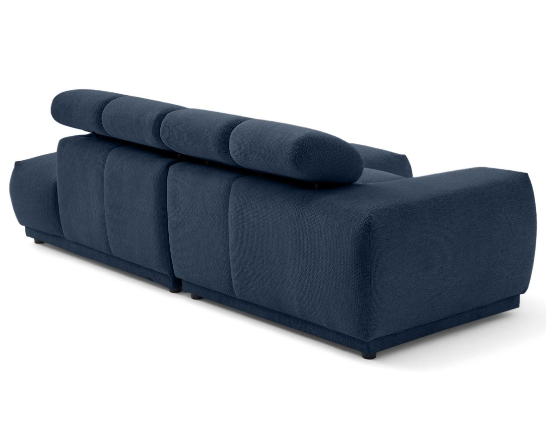 Canapé d'angle droit 4 places avec têtières réglables en tissu texturé Matera