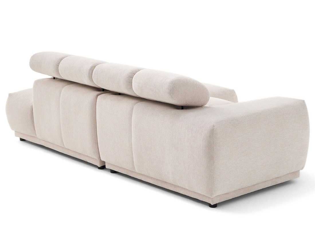 Canapé d'angle droit 3 places avec têtières réglables en tissu texturé Matera Canapé d'angle droit 3 places avec têtières réglables en tissu texturé Matera