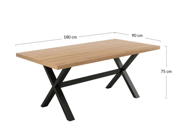 Table à manger chêne et hêtre massif 180 cm Woody