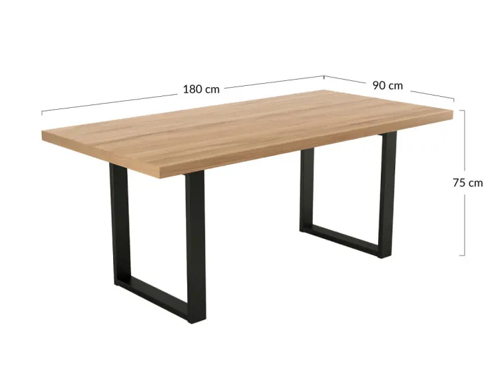 Table à manger chêne et hêtre massif 180 cm Jessie