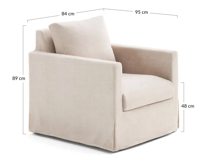 Fauteuil déhoussable en velours Serena