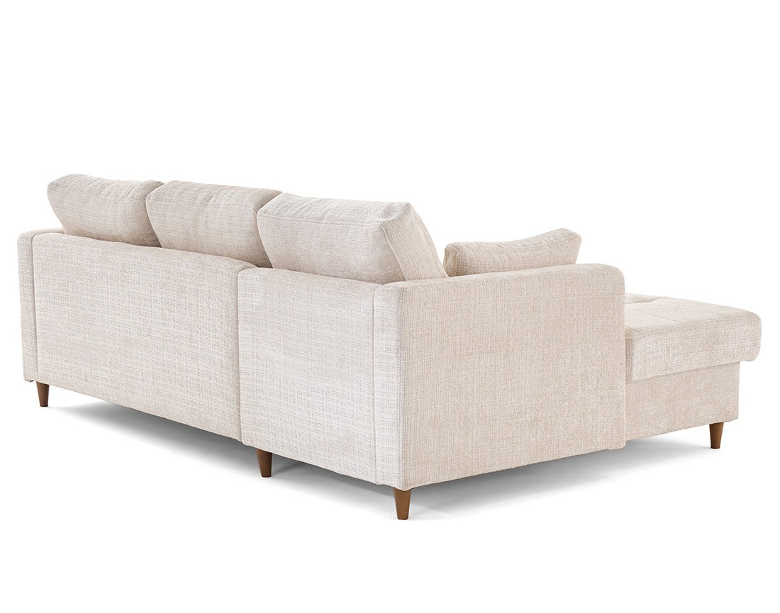 Canapé d'angle gauche 4 places convertible avec coffre en velours texturé Anna Canapé d'angle gauche 4 places convertible avec coffre en velours texturé Anna