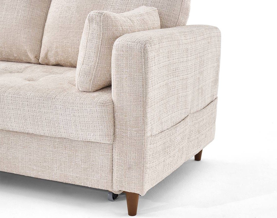 Canapé d'angle gauche 4 places convertible avec coffre en velours texturé Anna Canapé d'angle gauche 4 places convertible avec coffre en velours texturé Anna