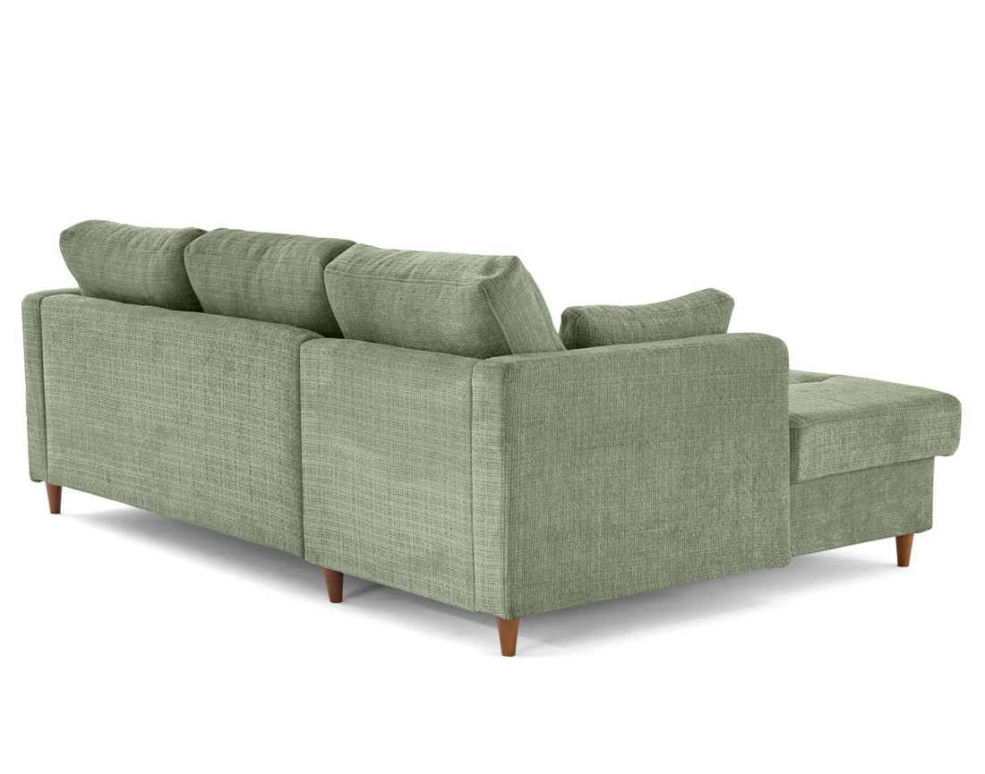 Canapé d'angle gauche 4 places convertible avec coffre en velours texturé Anna