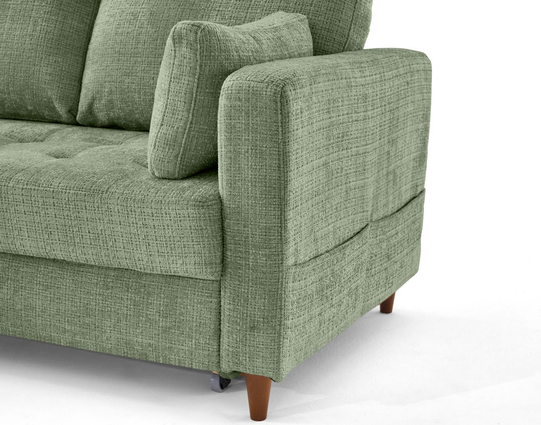 Canapé d'angle gauche 4 places convertible avec coffre en velours texturé Anna