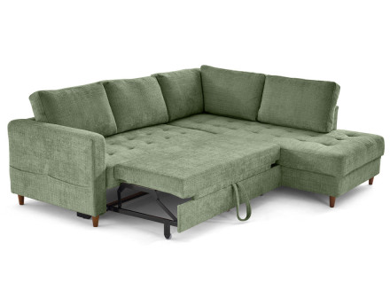 Canapé d'angle droit 5 places convertible en velours texturé Anna