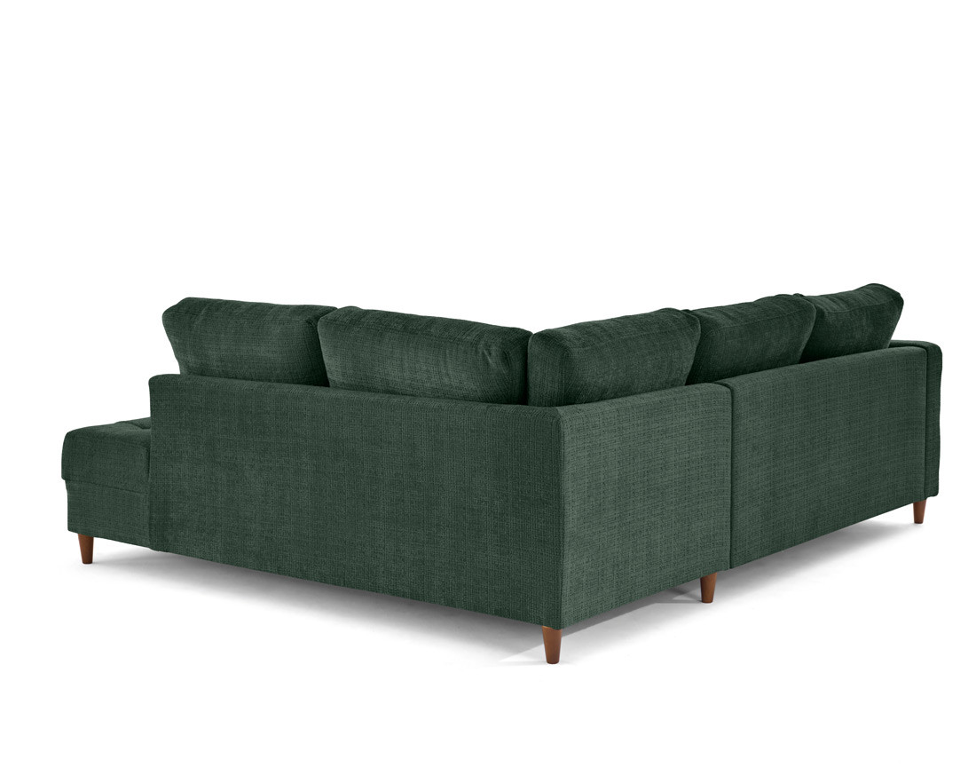 Canapé d'angle droit 5 places convertible en velours texturé Anna