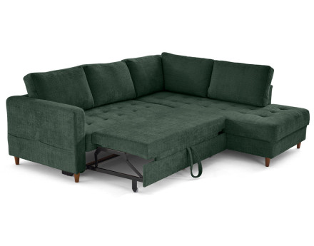 Canapé d'angle droit 5 places convertible en velours texturé Anna