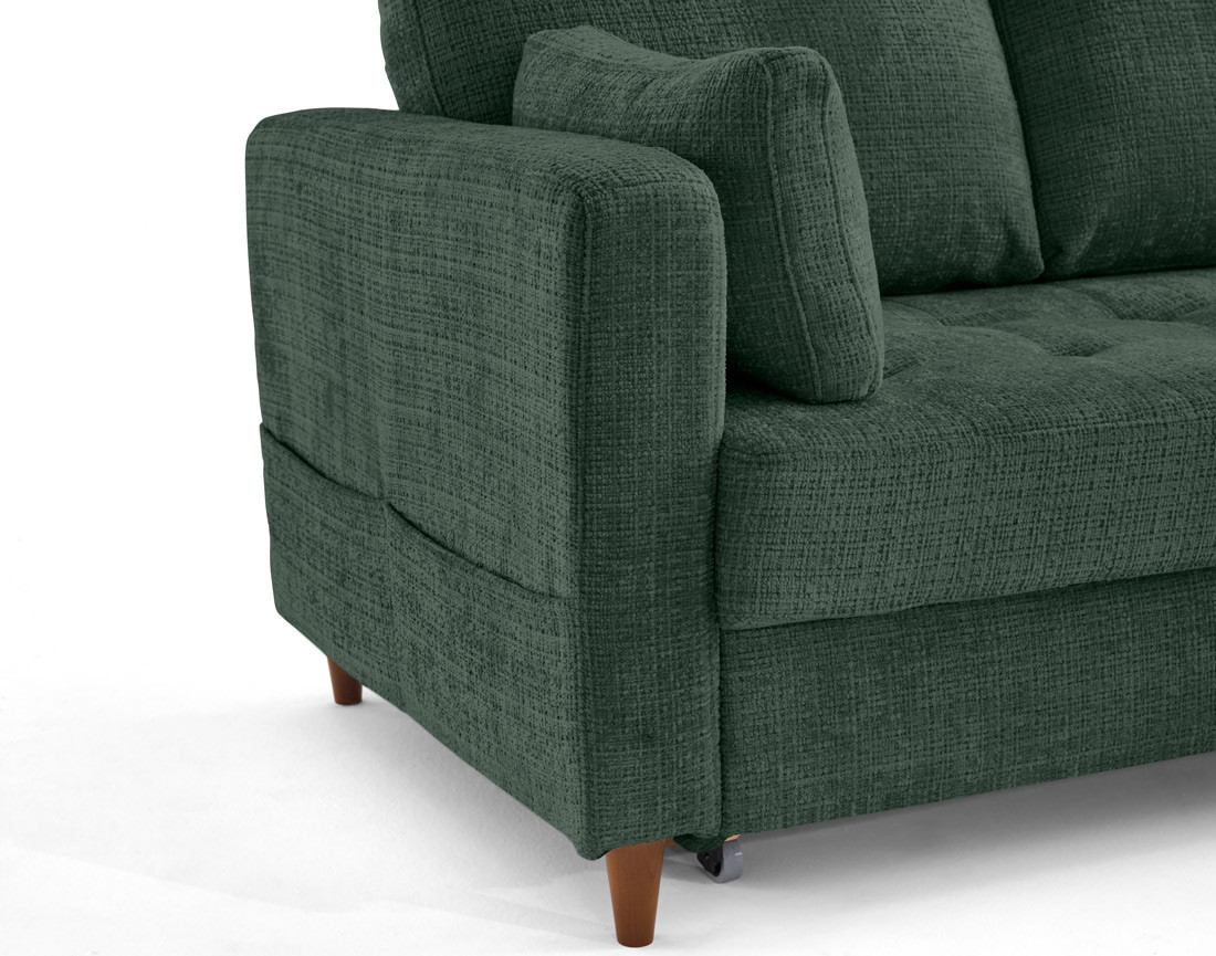 Canapé d'angle droit 5 places convertible en velours texturé Anna