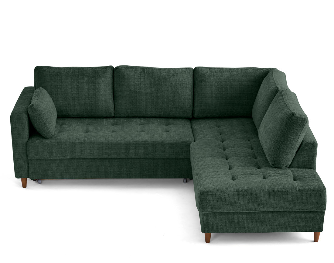 Canapé d'angle droit 5 places convertible en velours texturé Anna