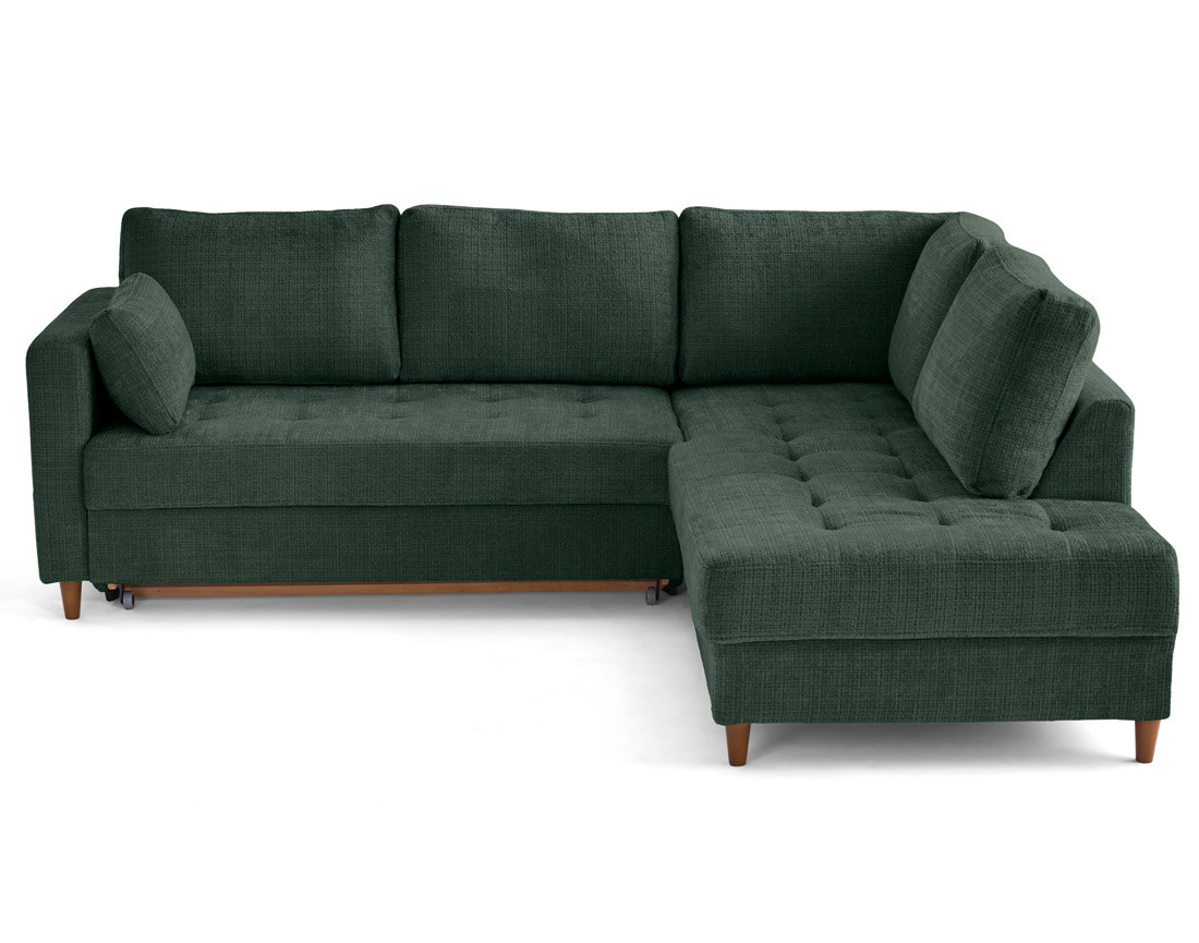 Canapé d'angle droit 5 places convertible en velours texturé Anna