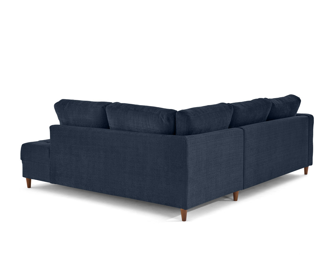 Canapé d'angle droit 5 places convertible en velours texturé Anna
