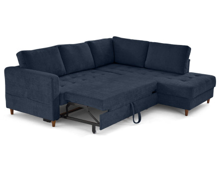 Canapé d'angle droit 5 places convertible en velours texturé Anna