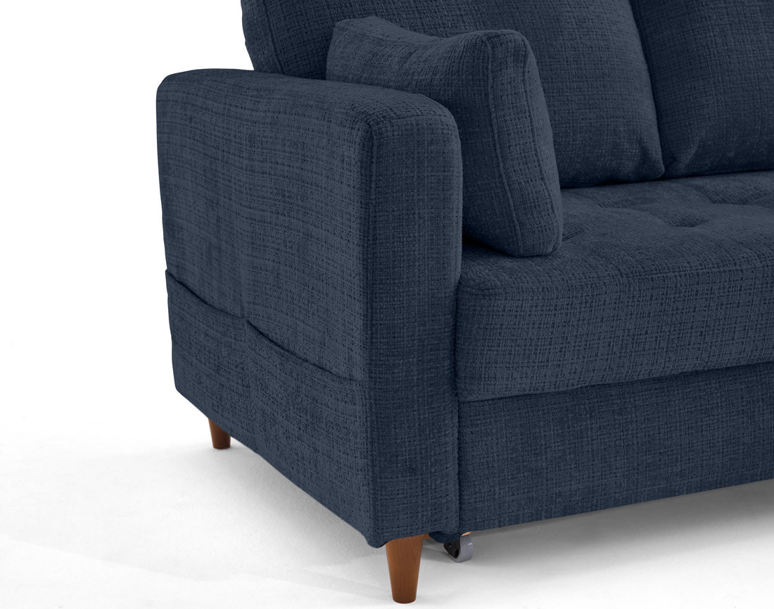 Canapé d'angle droit 5 places convertible en velours texturé Anna