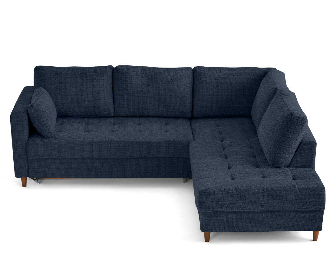 Canapé d'angle droit 5 places convertible en velours texturé Anna