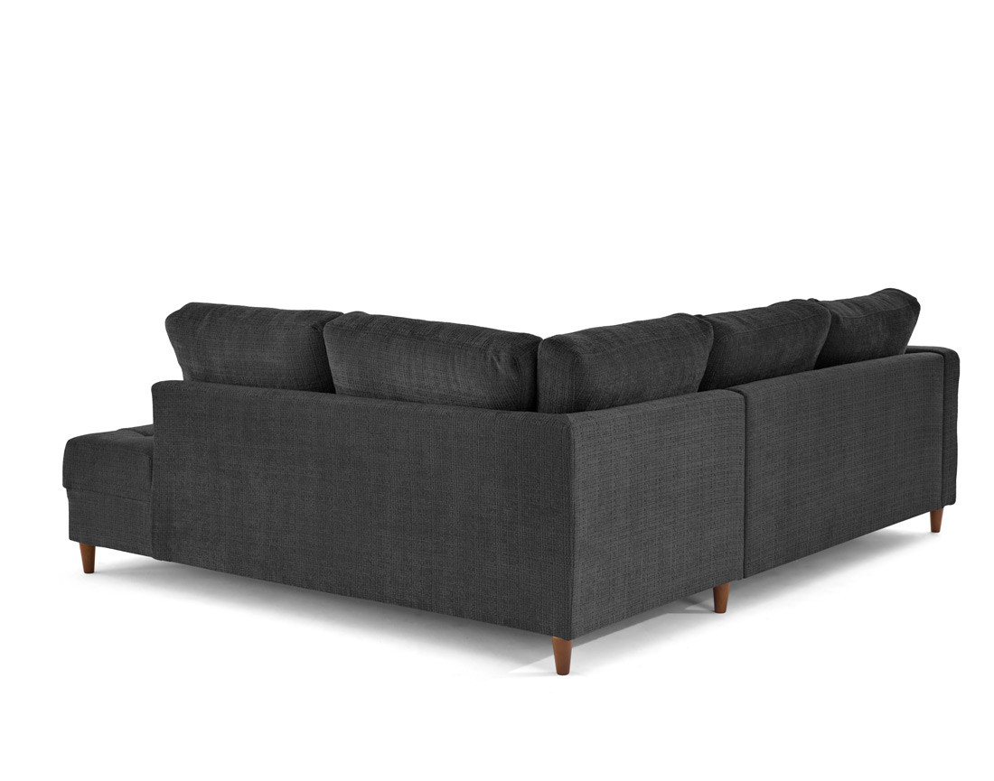 Canapé d'angle droit 5 places convertible en velours texturé Anna