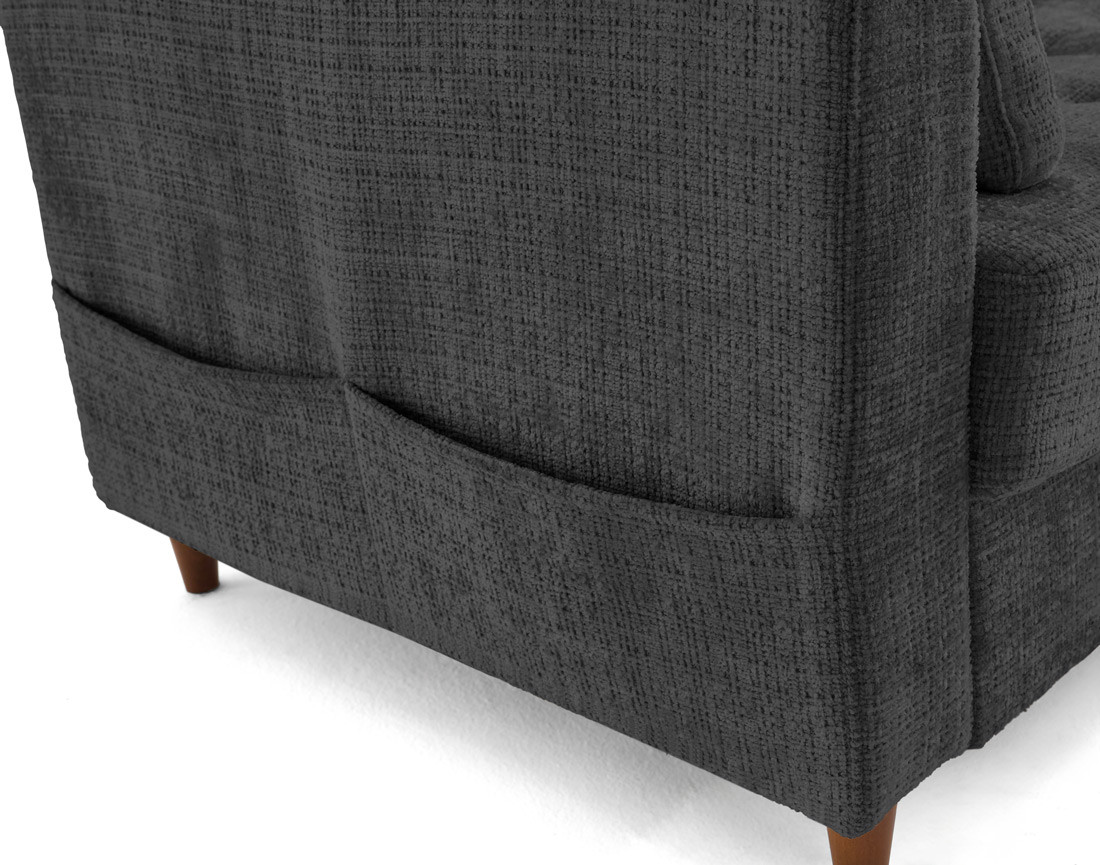 Canapé d'angle droit 5 places convertible en velours texturé Anna