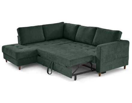 Canapé d'angle gauche 5 places convertible en velours texturé Anna