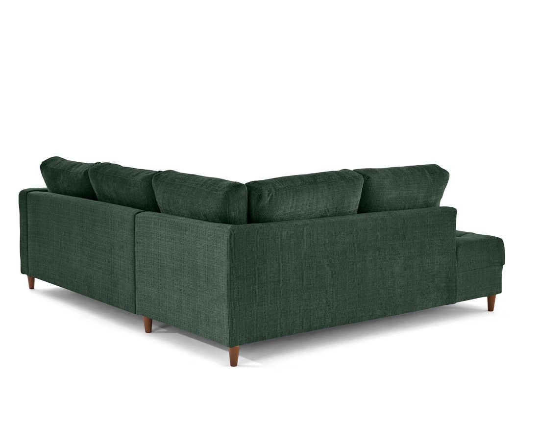 Canapé d'angle gauche 5 places convertible en velours texturé Anna