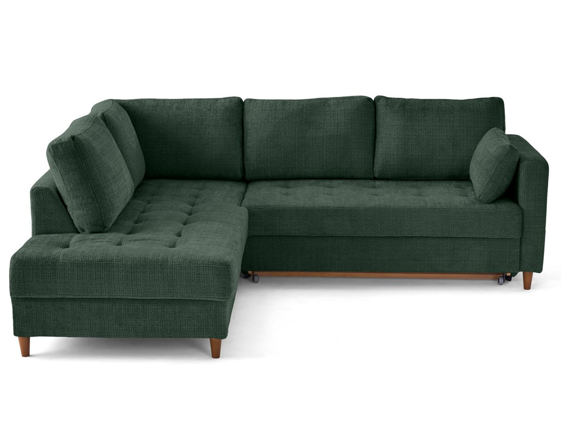 Canapé d'angle gauche 5 places convertible en velours texturé Anna