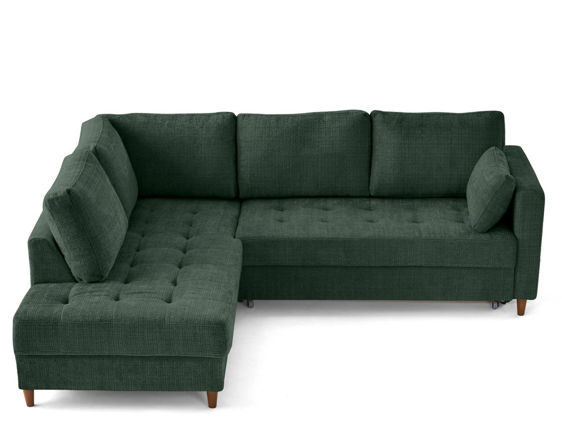 Canapé d'angle gauche 5 places convertible en velours texturé Anna