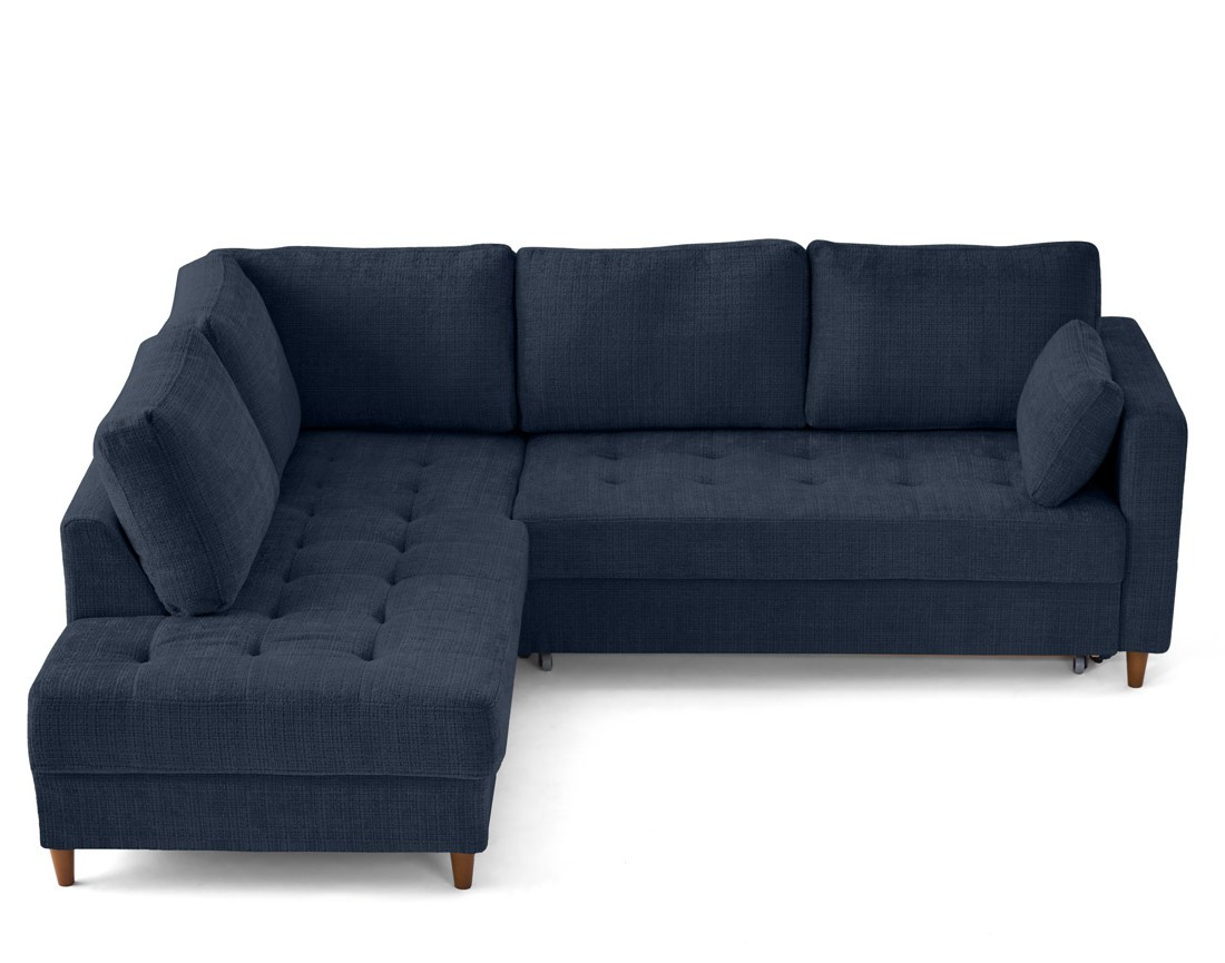 Canapé d'angle gauche 5 places convertible en velours texturé Anna