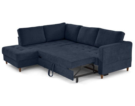 Canapé d'angle gauche 5 places convertible en velours texturé Anna