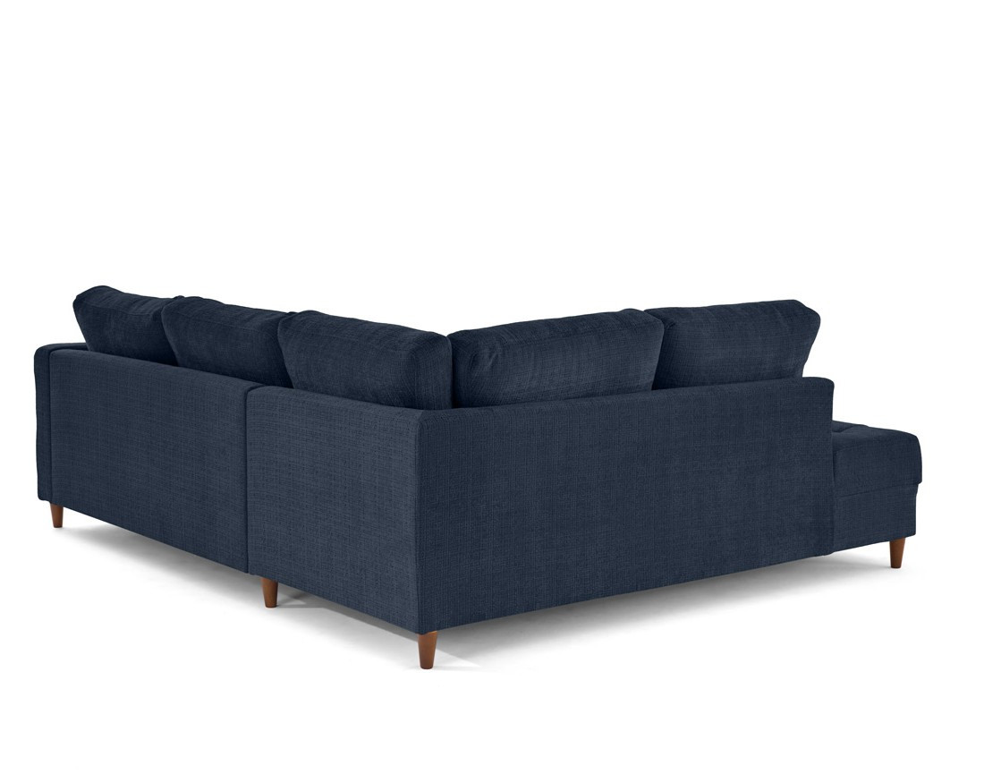 Canapé d'angle gauche 5 places convertible en velours texturé Anna