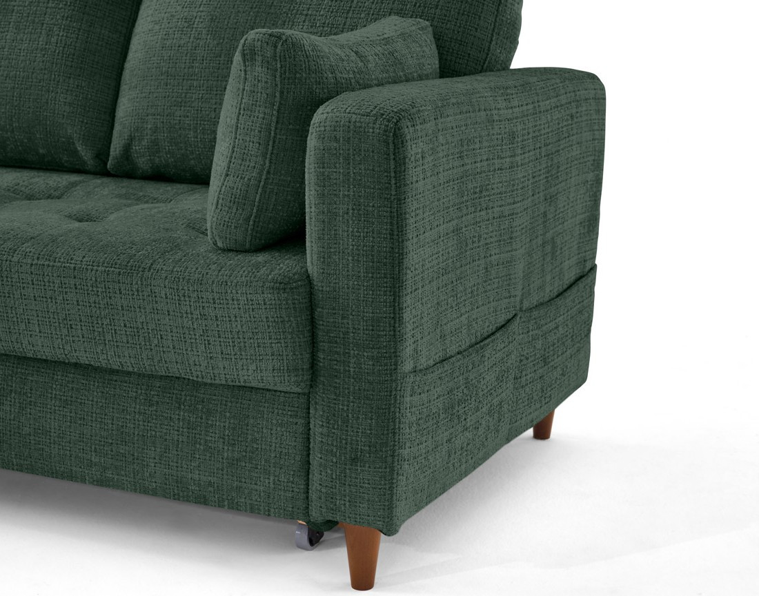 Canapé d'angle gauche 5 places convertible en velours texturé Anna