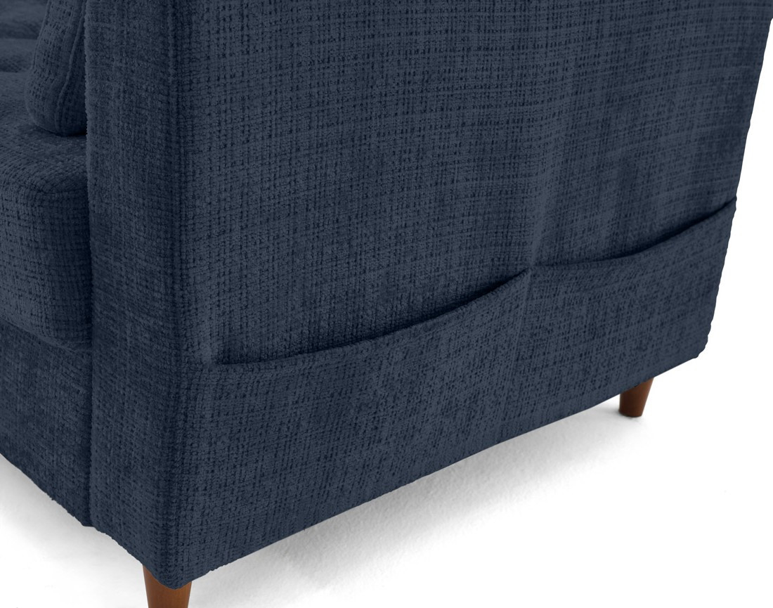 Canapé d'angle gauche 5 places convertible en velours texturé Anna