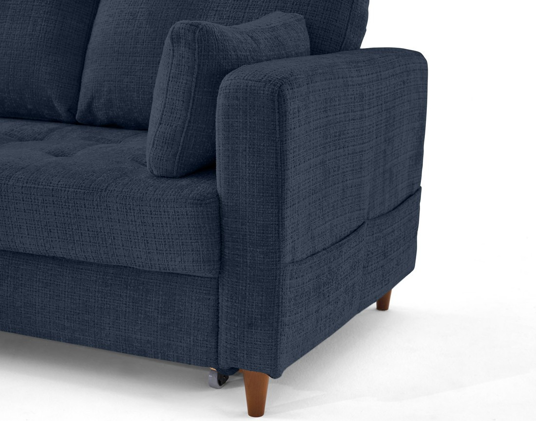 Canapé d'angle gauche 5 places convertible en velours texturé Anna