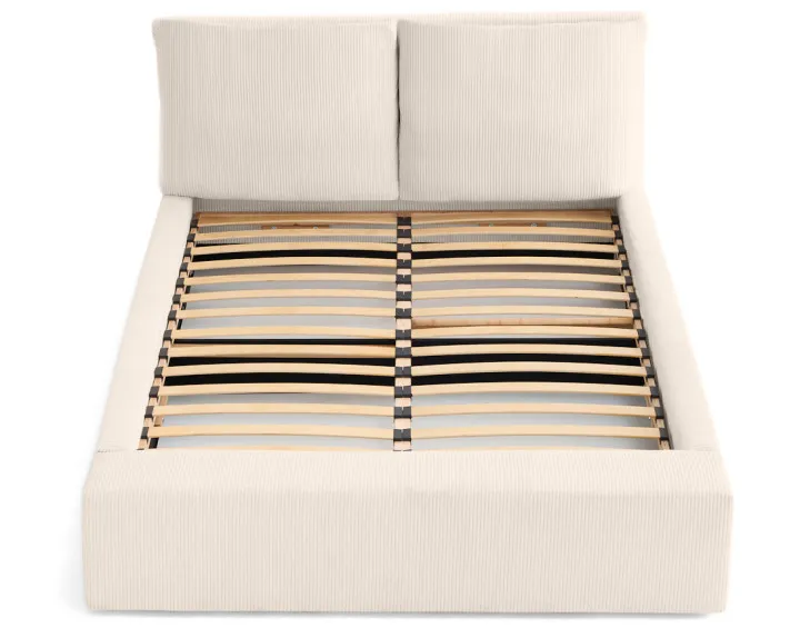 Lit coffre 140x190 en velours côtelé sommier inclus Pivoine