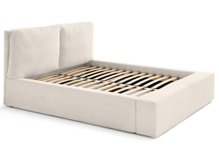 Lit coffre 140x190 en velours côtelé sommier inclus Pivoine