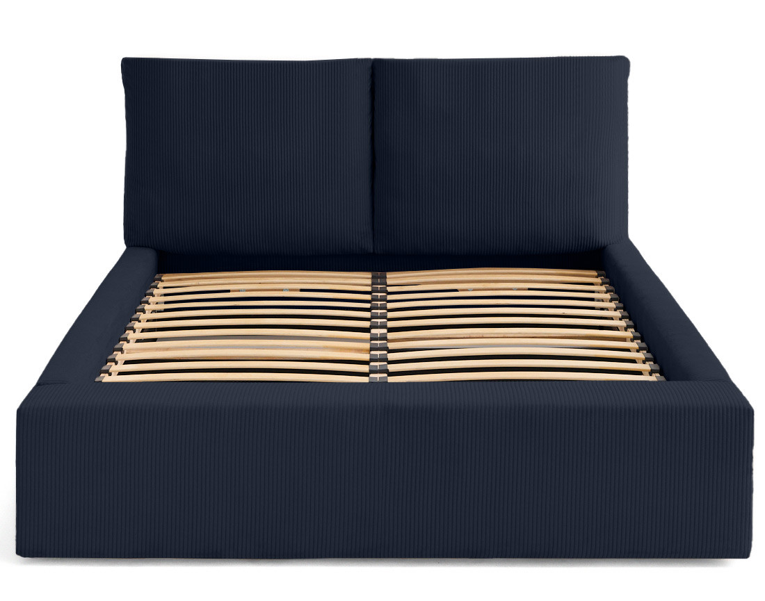 Lit coffre 140x190 en velours côtelé sommier inclus Pivoine