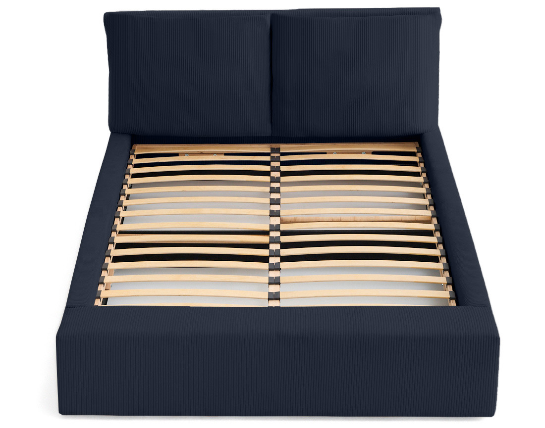 Lit coffre 140x190 en velours côtelé sommier inclus Pivoine