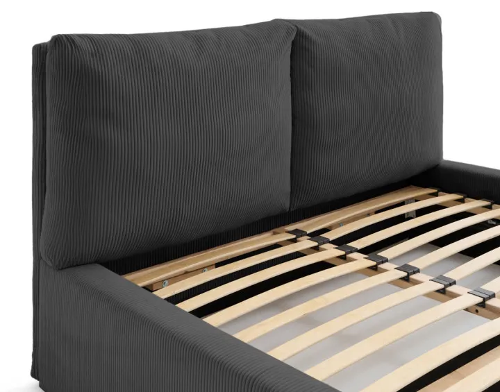 Lit coffre 160x200 en velours côtelé sommier inclus Pivoine