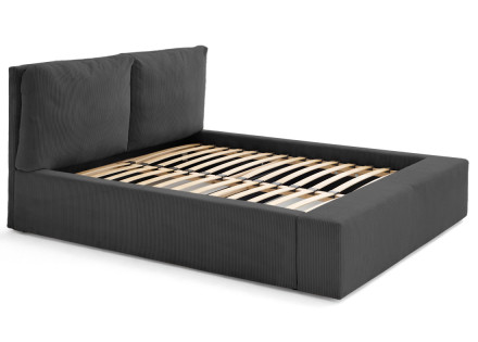 Lit coffre 160x200 en velours côtelé sommier inclus Pivoine
