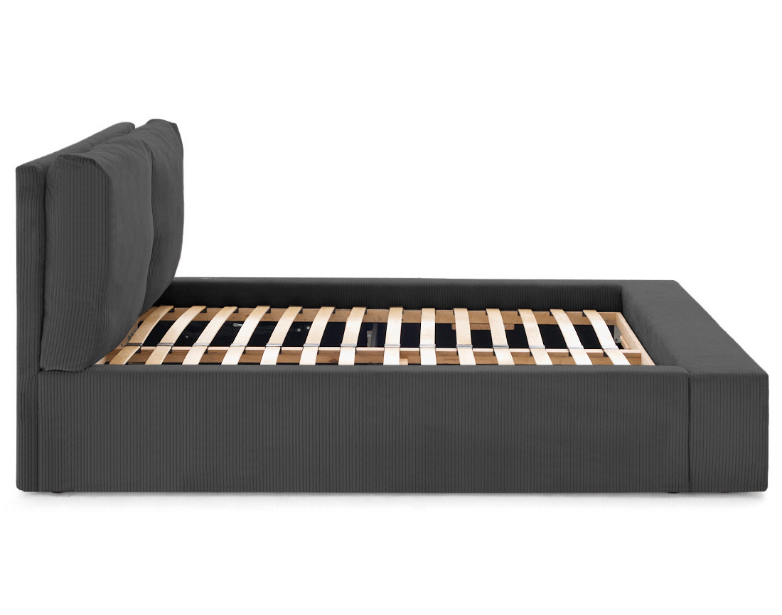 Lit coffre 180x200 en velours côtelé sommier inclus Pivoine