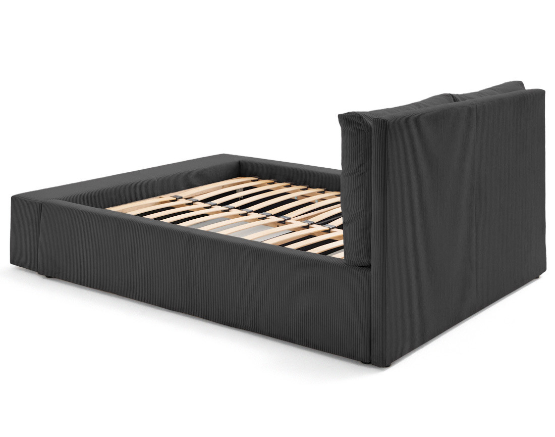 Lit coffre 180x200 en velours côtelé sommier inclus Pivoine