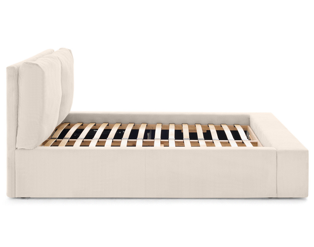 Lit coffre 180x200 en velours côtelé sommier inclus Pivoine