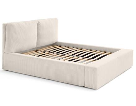 Lit coffre 180x200 en velours côtelé sommier inclus Pivoine