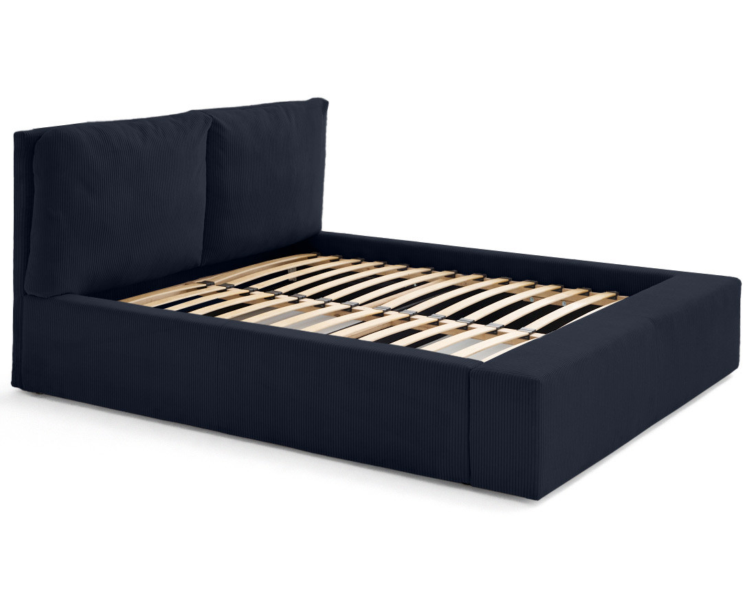 Lit coffre 180x200 en velours côtelé sommier inclus Pivoine